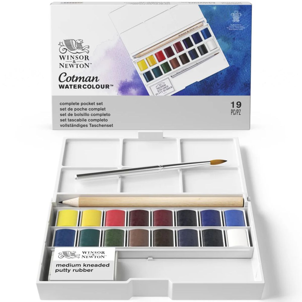 Estojo Tinta Aquarela Pastilha Cotman Winsor & Newton Deluxe com 20 Peças