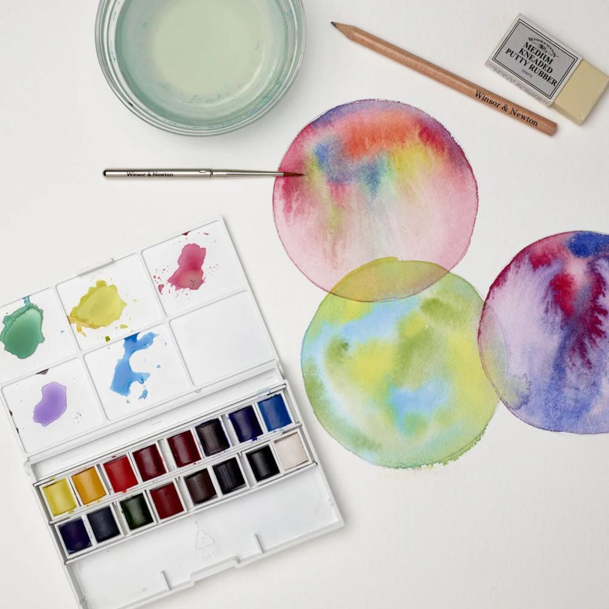Estojo Tinta Aquarela Pastilha Cotman Winsor & Newton Deluxe com 20 Peças