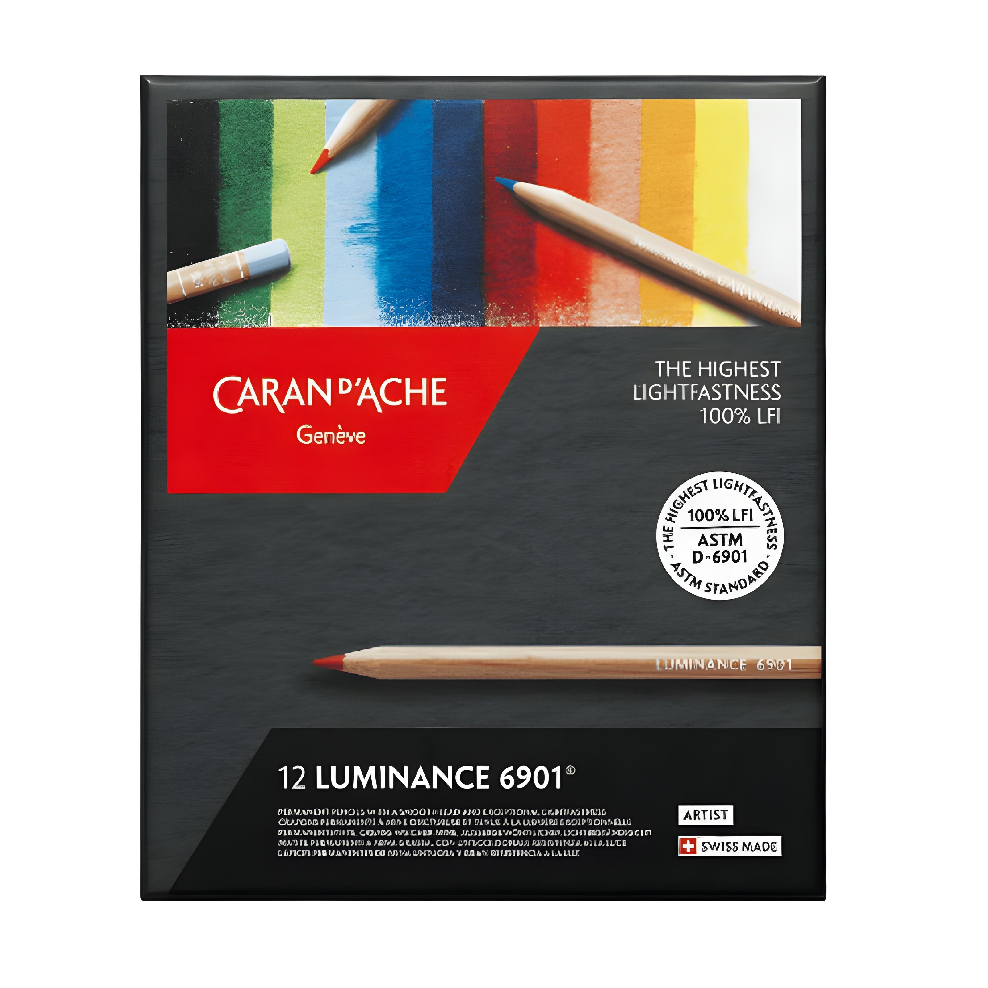 Estojo Lápis de Cor Caran D'ache Luminance com 12 Cores