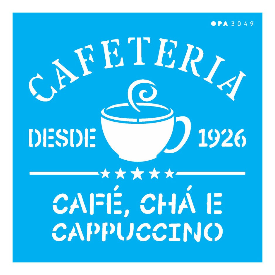 Stencil Opa 14x14cm - Culinária Cafeteria - 3049