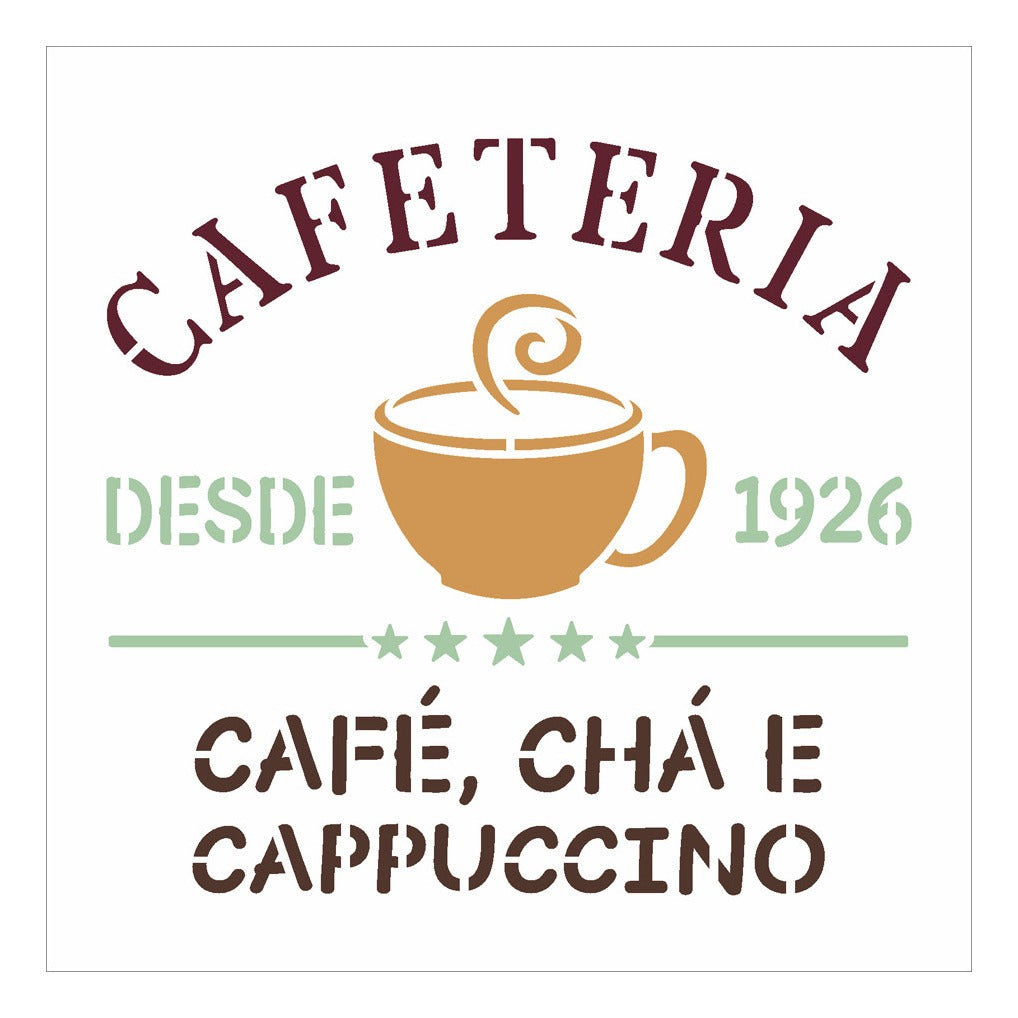 Stencil Opa 14x14cm - Culinária Cafeteria - 3049