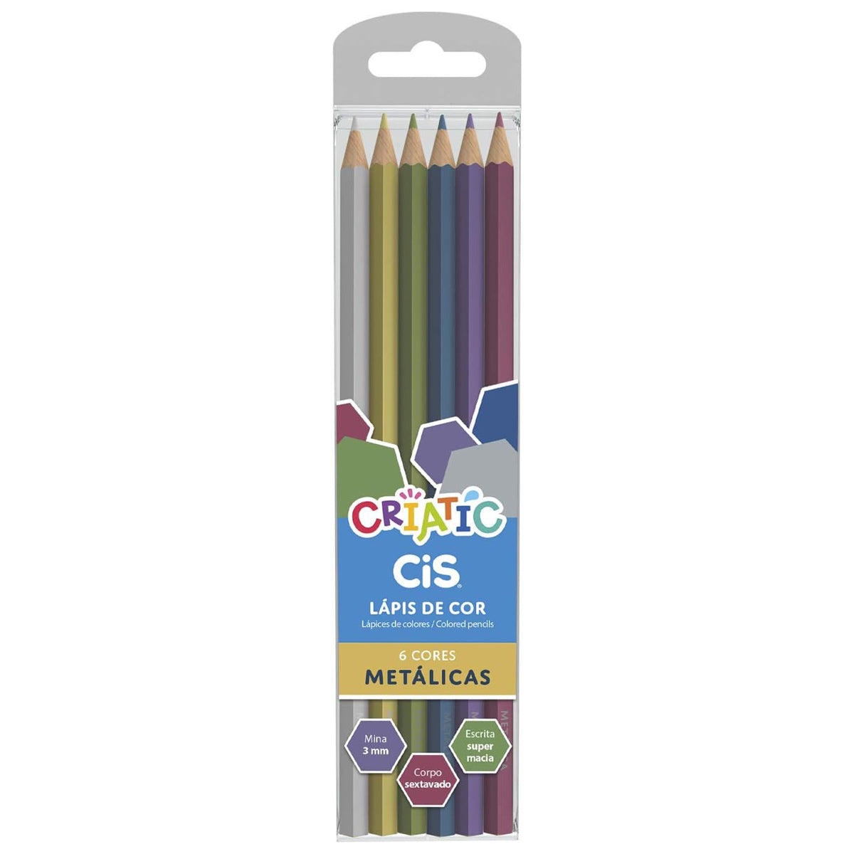 Estojo de Lapis de Cor Criatic com 6 Cores - Tons Metal - Cis