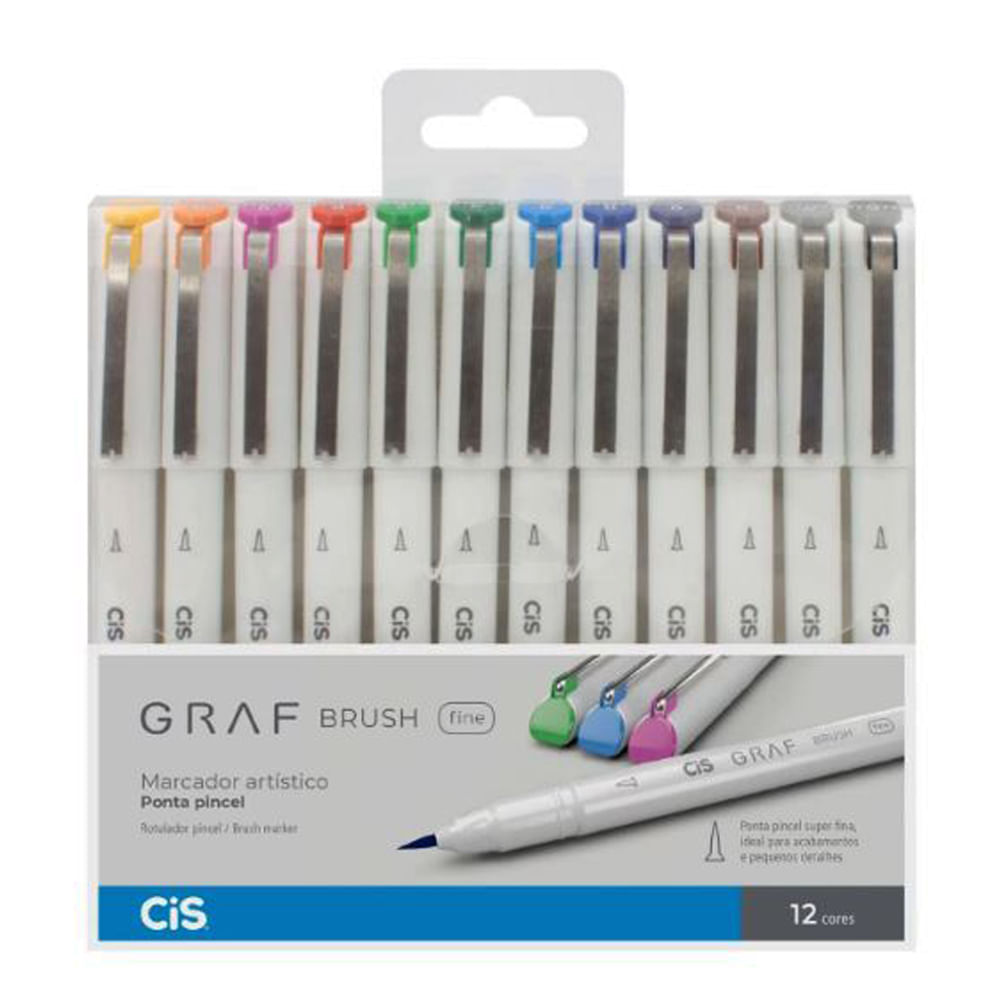 Estojo de Marcador Artistico Graf Brush Fine com 12 Cores - Cis