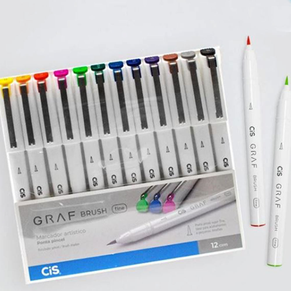 Estojo de Marcador Artistico Graf Brush Fine com 12 Cores - Cis