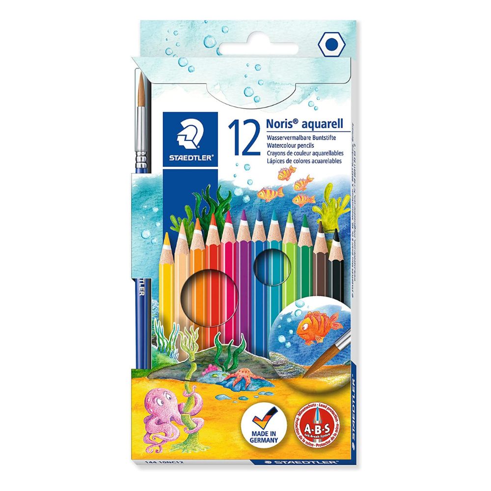 Estojo de Lápis de Cor Staedtler Aquarelável Noris 12 Cores com Pincel