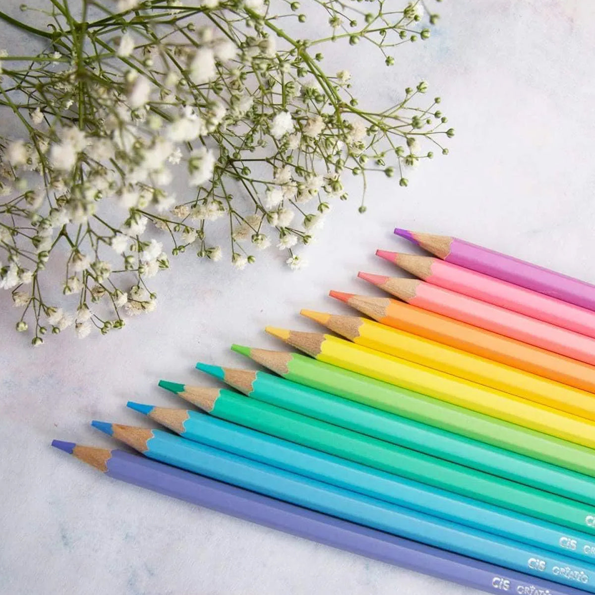 Estojo de Lapis de Cor Criatic com 12 Cores - Tons Pastel - Cis