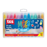 Giz Retrátil Mega Gel com 12 Cores - Tris