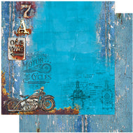 Papel para Scrapbook Dupla Face Coleção Carro e Moto Vintage 30,5x30,5cm para Scrapbook e Papelaria Criativa Sd-1112 - Litoarte