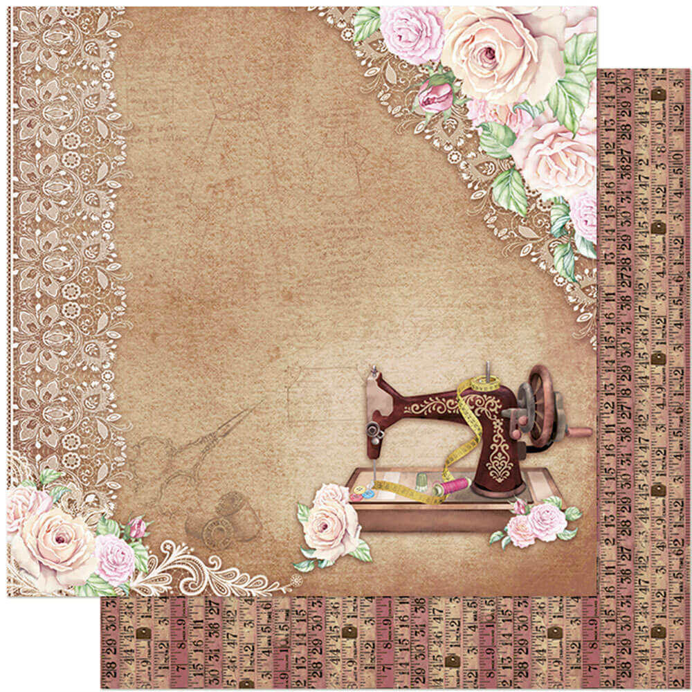 Papel para Scrapbook Dupla Face Coleção Costura 2 30,5x30,5cm para Scrapbook e Papelaria Criativa Sd-1122 - Litoarte