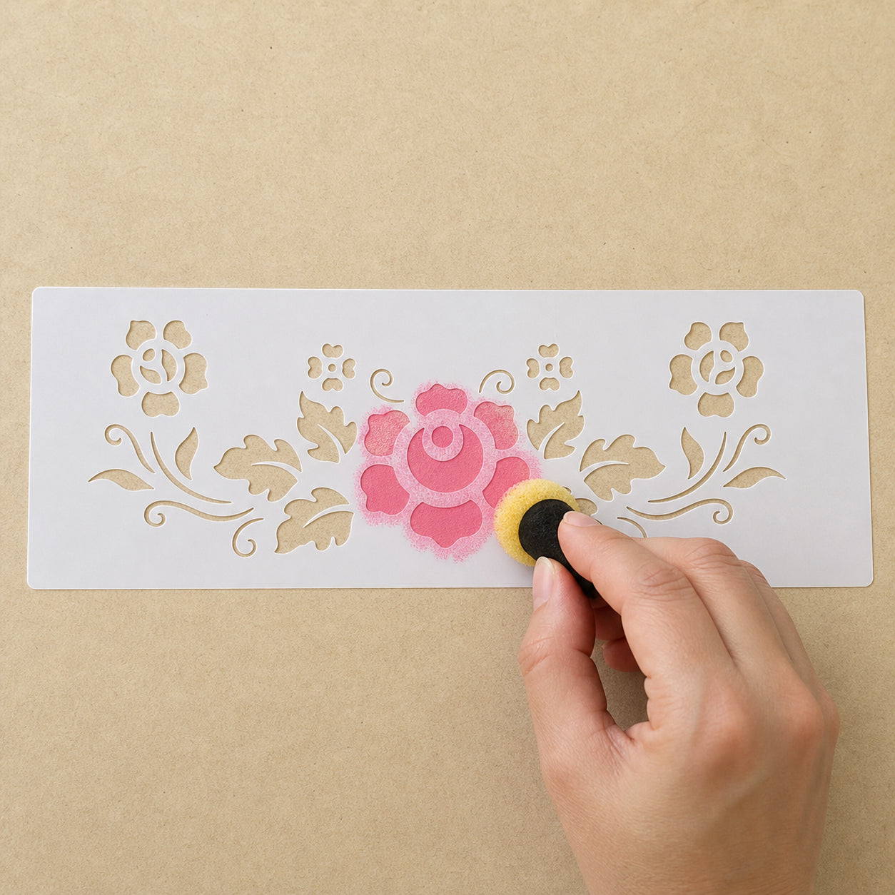 Stencil Pequeno Flores Ix 7x17cm para Pintura Decorativa e Artesanato Stp-0079 - Litoarte