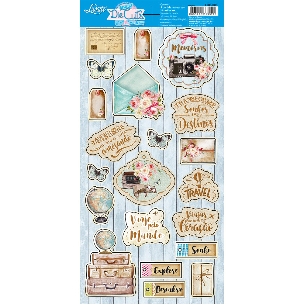 Die Cuts Apliques Recortados em Papel Momentos 15x29,5cm para Scrapbook e Scrapdecor Ldc-006 - Litoarte