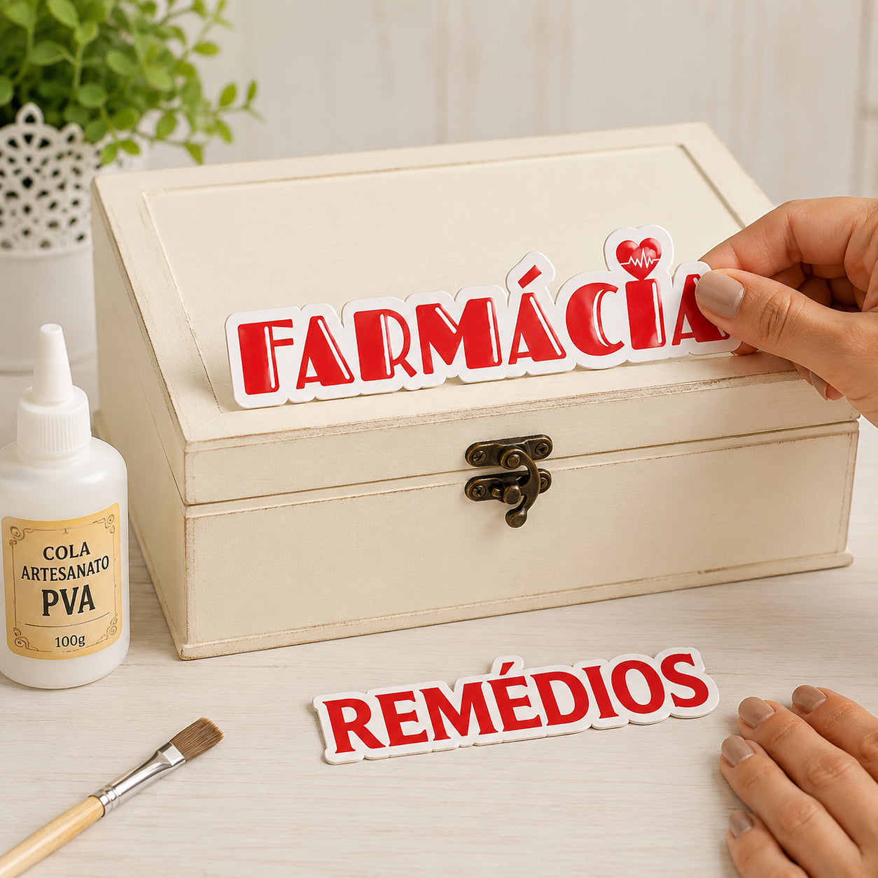 Aplique em Papel e Mdf Farmacia e Remedios 4x6cm para Artesanato e Scrapdecor Apm4-425 - Litoarte