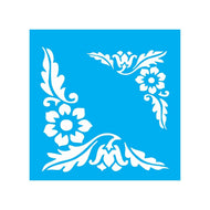 Stencil Opa 14x14cm - Cantoneira Flores - 0981