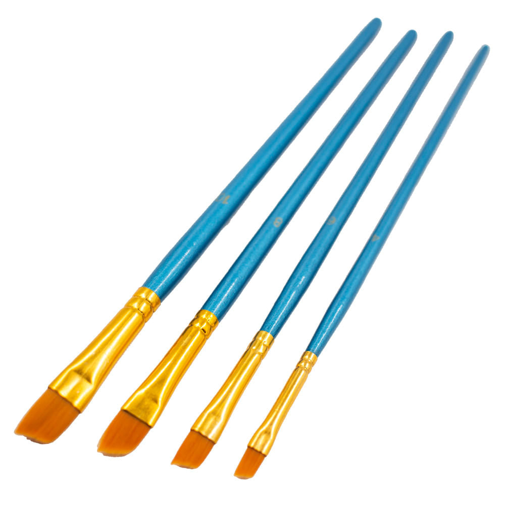 Kit de Pincéis Chanfrados Bee Unique Easy Collection com 4 Tamanhos Yj-190013