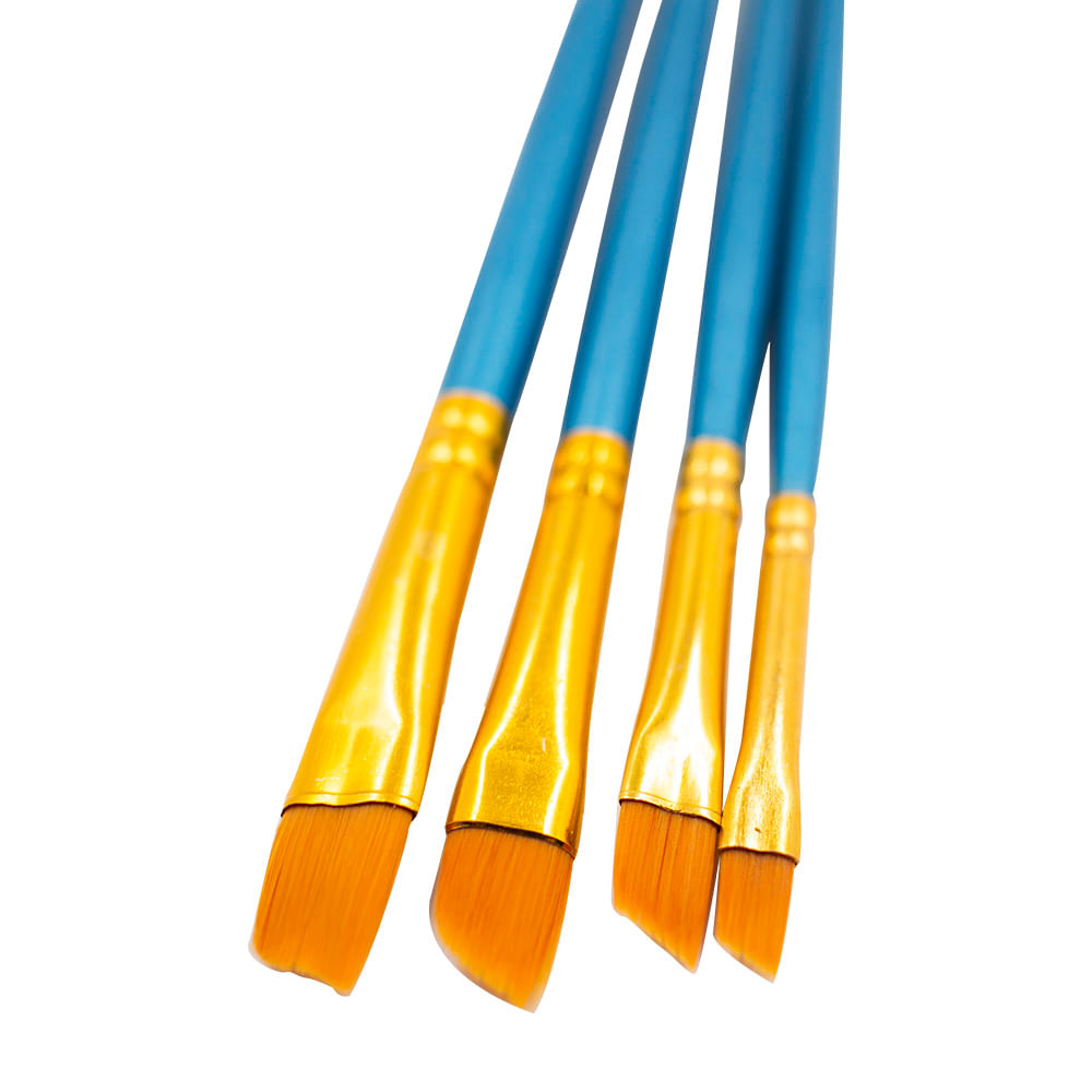 Kit de Pincéis Chanfrados Bee Unique Easy Collection com 4 Tamanhos Yj-190013