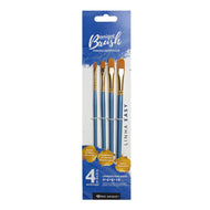 Kit de Pincéis Lavados Ovalados Bee Unique Easy Collection com 4 Tamanhos Yj-190011
