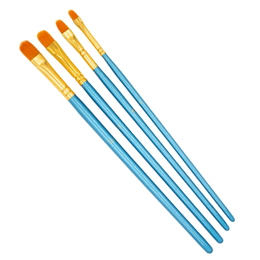 Kit de Pincéis Lavados Ovalados Bee Unique Easy Collection com 4 Tamanhos Yj-190011