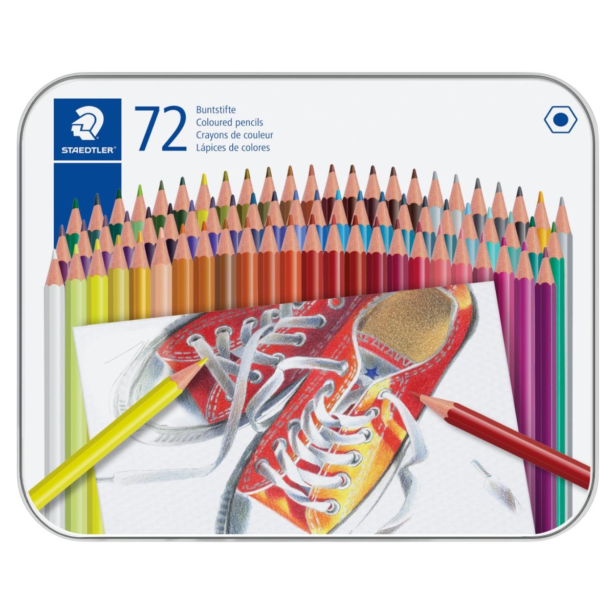 Estojo em Lata de Lápis de Cor Staedtler Hexagonal com 72 Cores