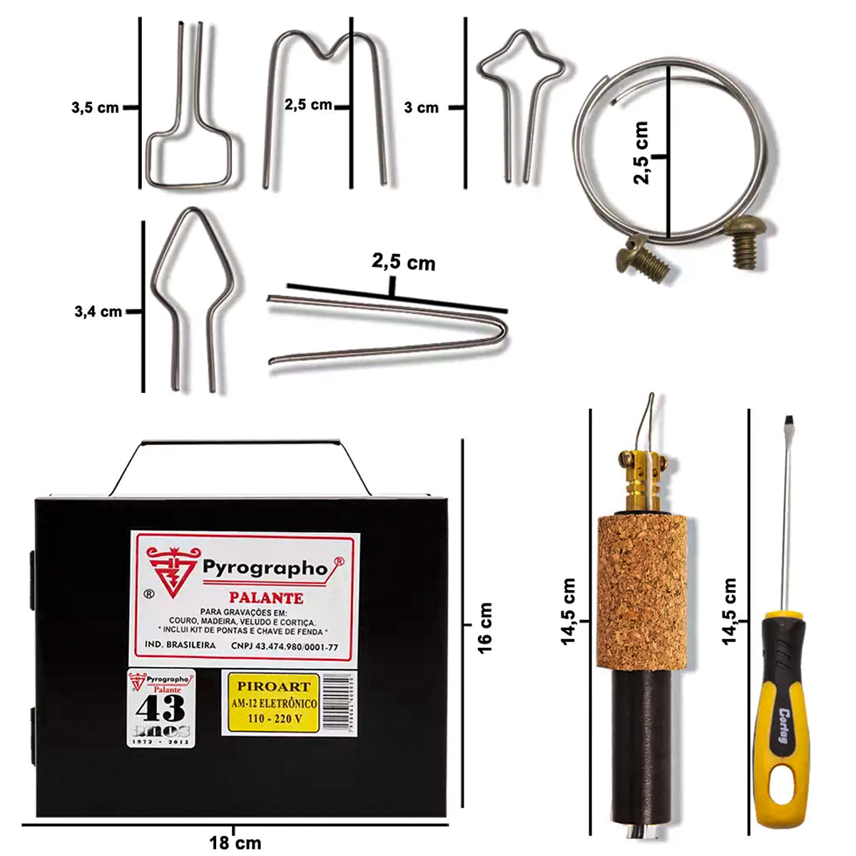 Pirografo Elétrico Palante Am-12 110v/220v Modelo Amador com Controle de Temperatura