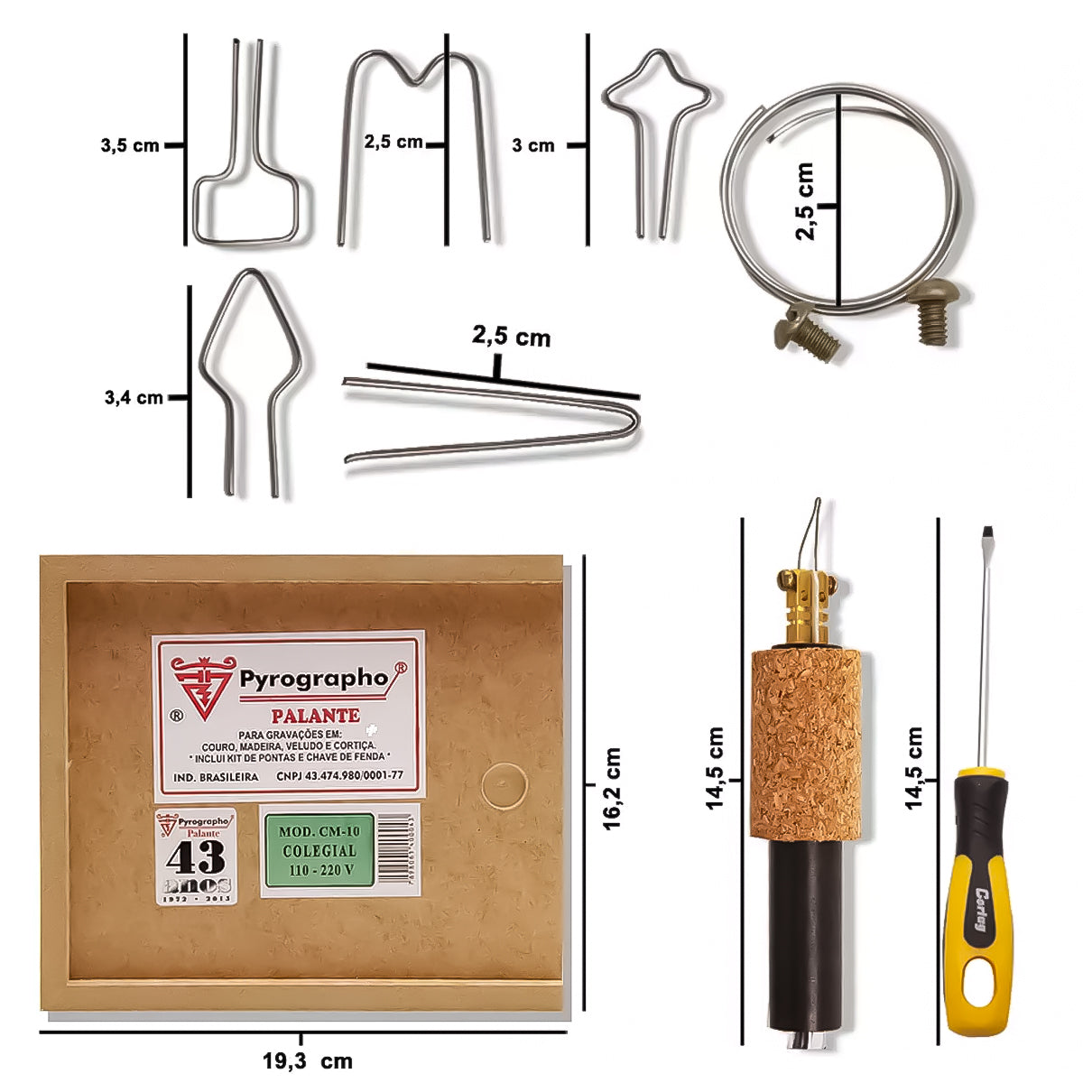 Pirografo Elétrico Palante Cm-10 110v Modelo Colegial com Caneta de Precisão