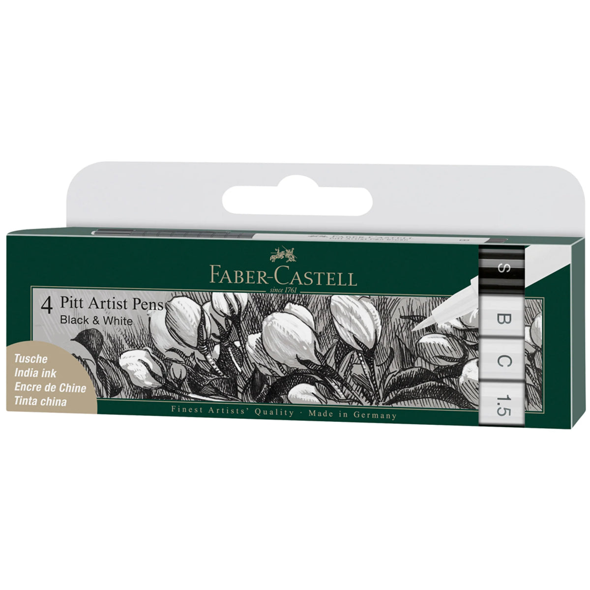 Estojo Caneta Pitt Black & White 4 Unidades Faber-castell 167151