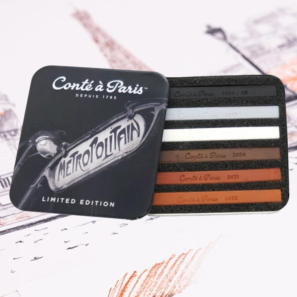 Estojo Giz Pastel Seco Conté À Paris Crayon Metropolitan com 6 Cores - Edição Limitada
