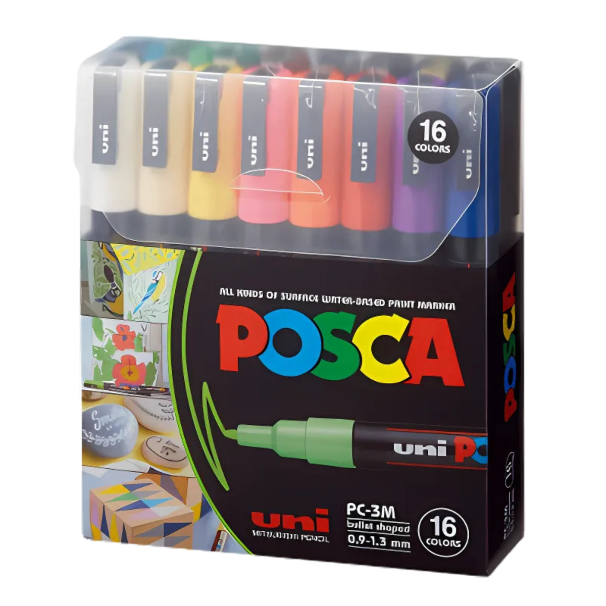 Estojo Caneta Posca Pc-3m Ponta Fina 1.3Mm com 16 Cores