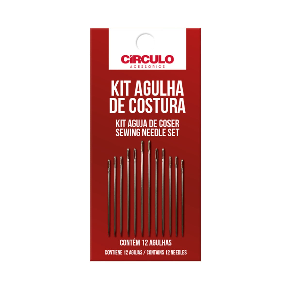 Kit de Agulhas de Costura com 12 Unidades para Costura Bordado Patchwork e Reparos - Círculo