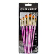 Kit de Pincéis Chanfrados Bee Unique Colors Collection com 6 Tamanhos Yj-190029