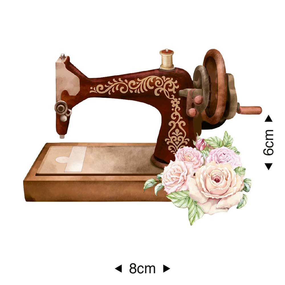 Aplique em Papel e Mdf Máquina de Costura e Flores para Artesanato e Scrapdecor Apm8-1291 - Litoarte