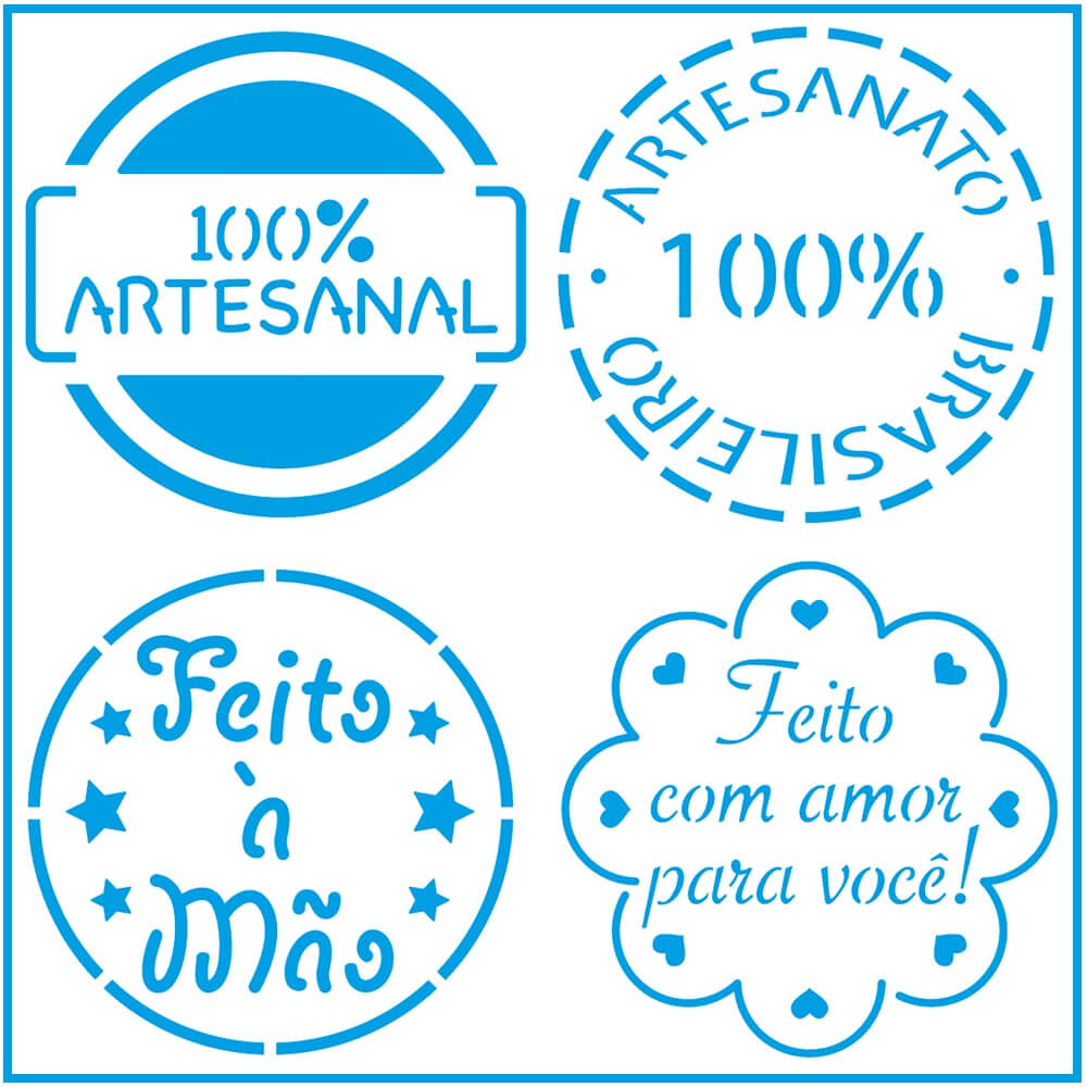 Stencil - Selos Artesanal 10x10cm para Pintura Decorativa e Artesanato St-x-413 - Litoarte