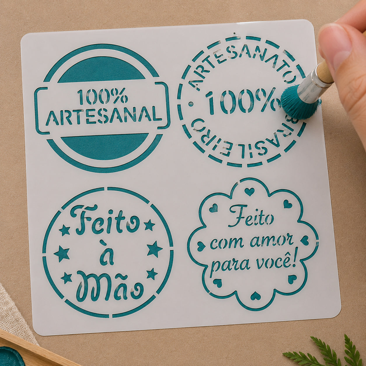 Stencil - Selos Artesanal 10x10cm para Pintura Decorativa e Artesanato St-x-413 - Litoarte