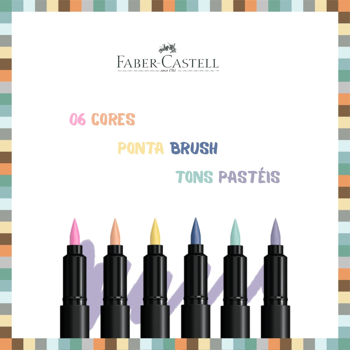 Canetinha Supersoft Brush Pastel com 6 Cores - Faber-castell 15.0706Tpsoft