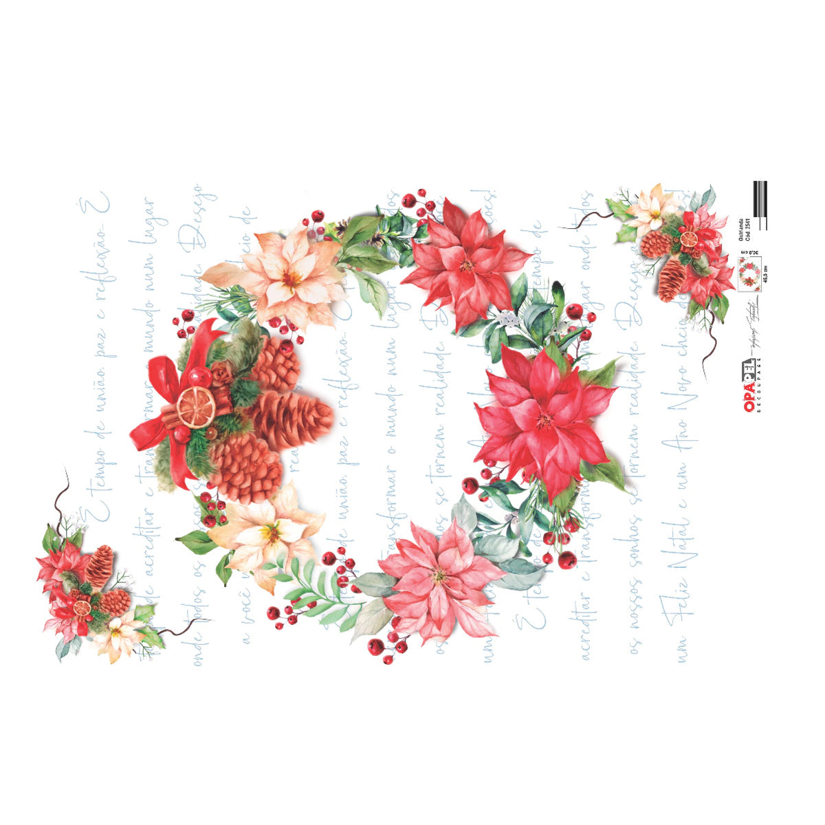 Papel de Seda Opapel Guirlanda 30x45cm para Decoupage e Artesanato 2541 - Opa