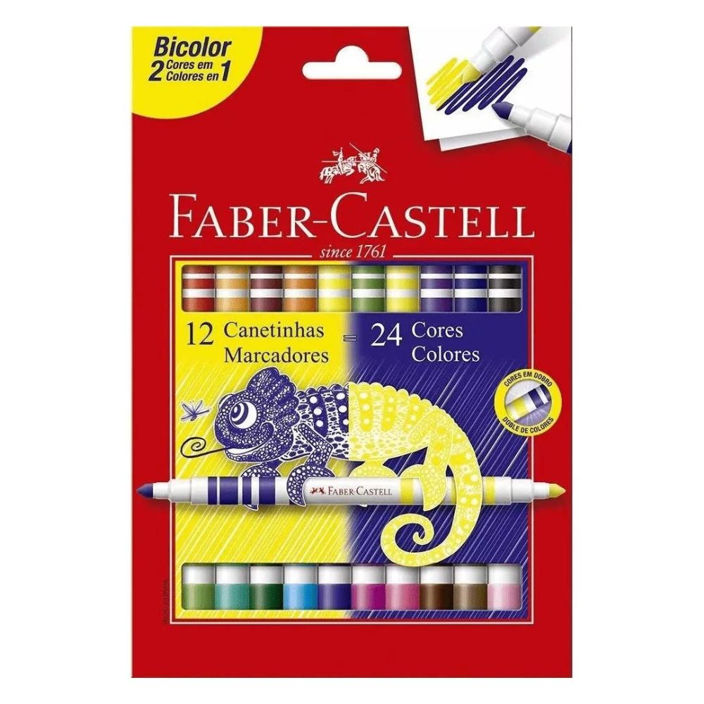 Estojo Canetinha Hidro Bicolor 12 Canetas (24 Cores) - Faber-castell 15.0612N