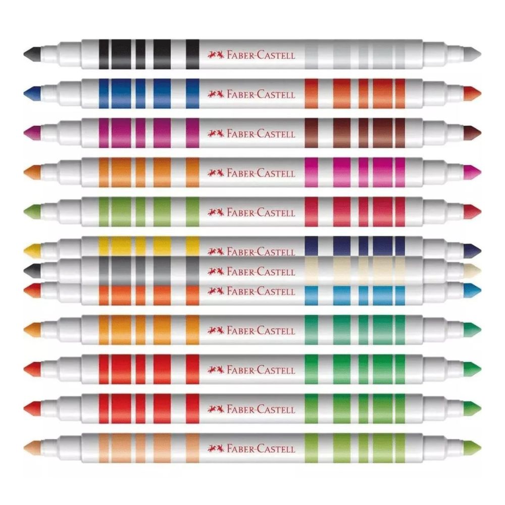 Estojo Canetinha Hidro Bicolor 12 Canetas (24 Cores) - Faber-castell 15.0612N