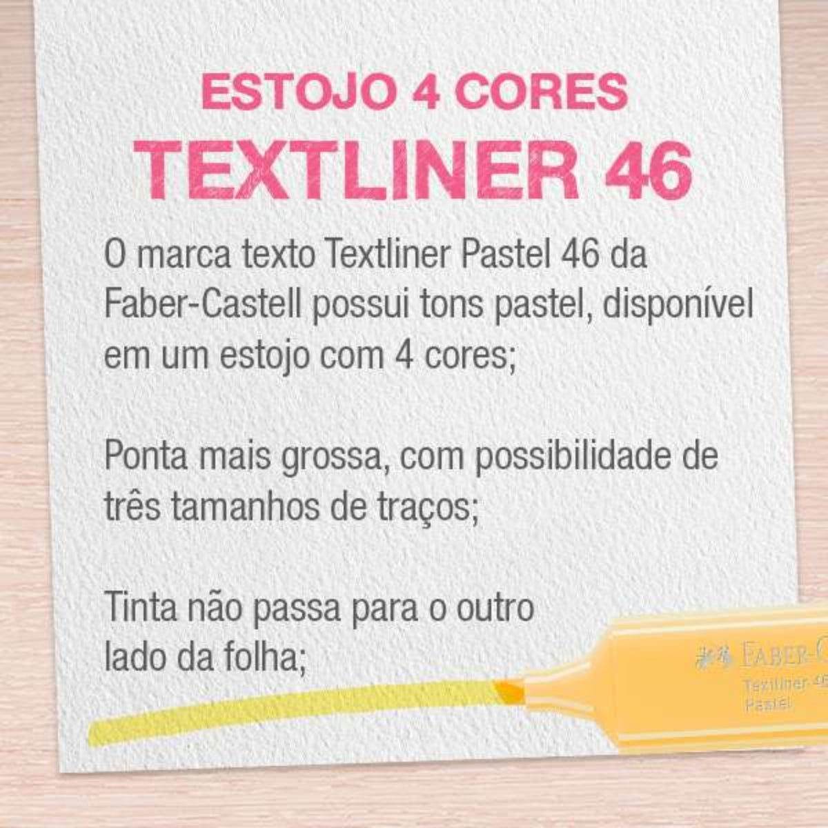 Marca Texto Textliner Pastel com 4 Cores - Faber-castell Mt/15464