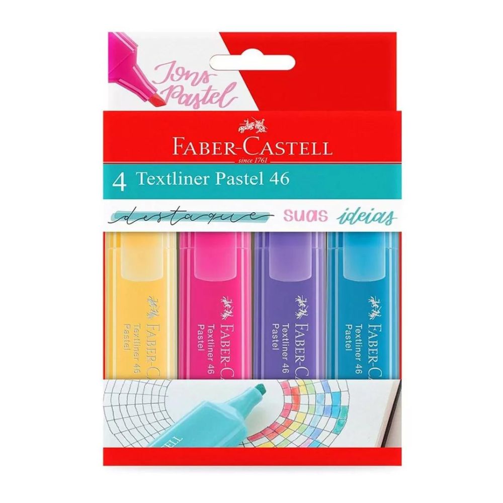 Marca Texto Textliner Pastel com 4 Cores - Faber-castell Mt/15464