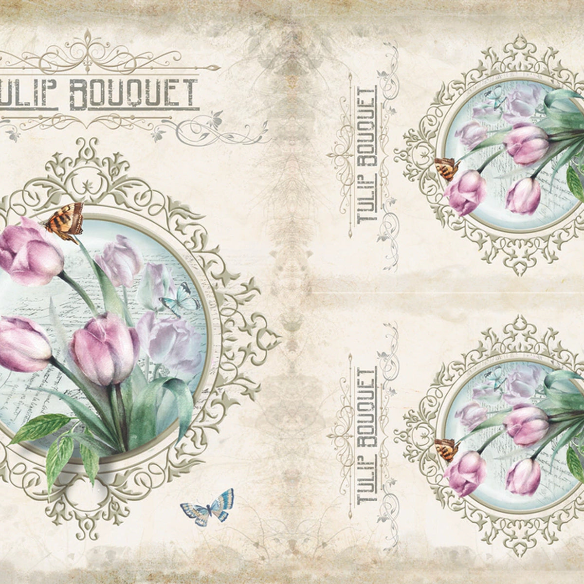 Papel de Seda Opapel Flor Tulipas Brasão 30x45cm para Decoupage e Artesanato 2816 - Opa