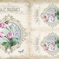 Papel de Seda Opapel Flor Tulipas Brasão 30x45cm para Decoupage e Artesanato 2816 - Opa