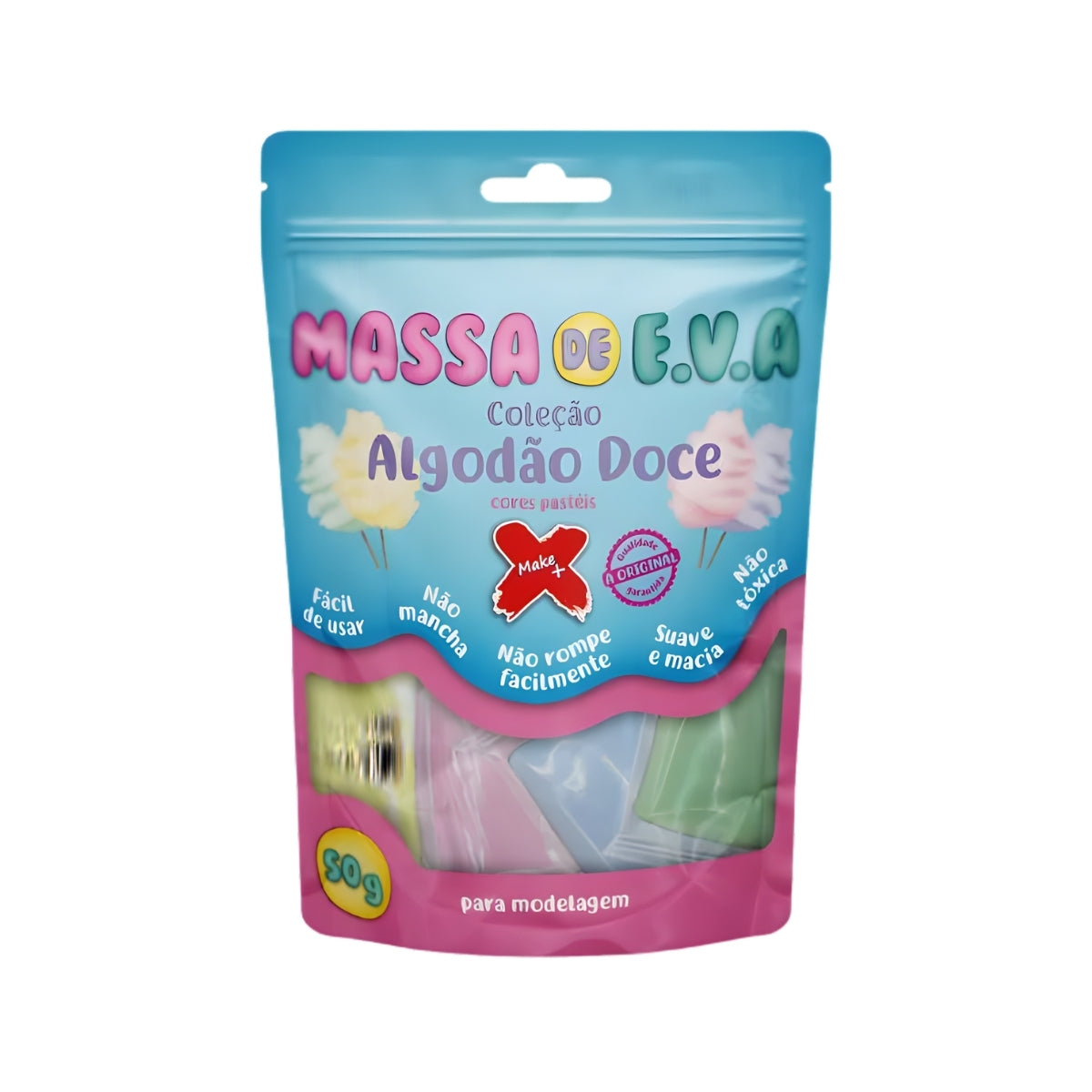 Massa Eva Algodão Doce 50g com 5 Cores - Make+