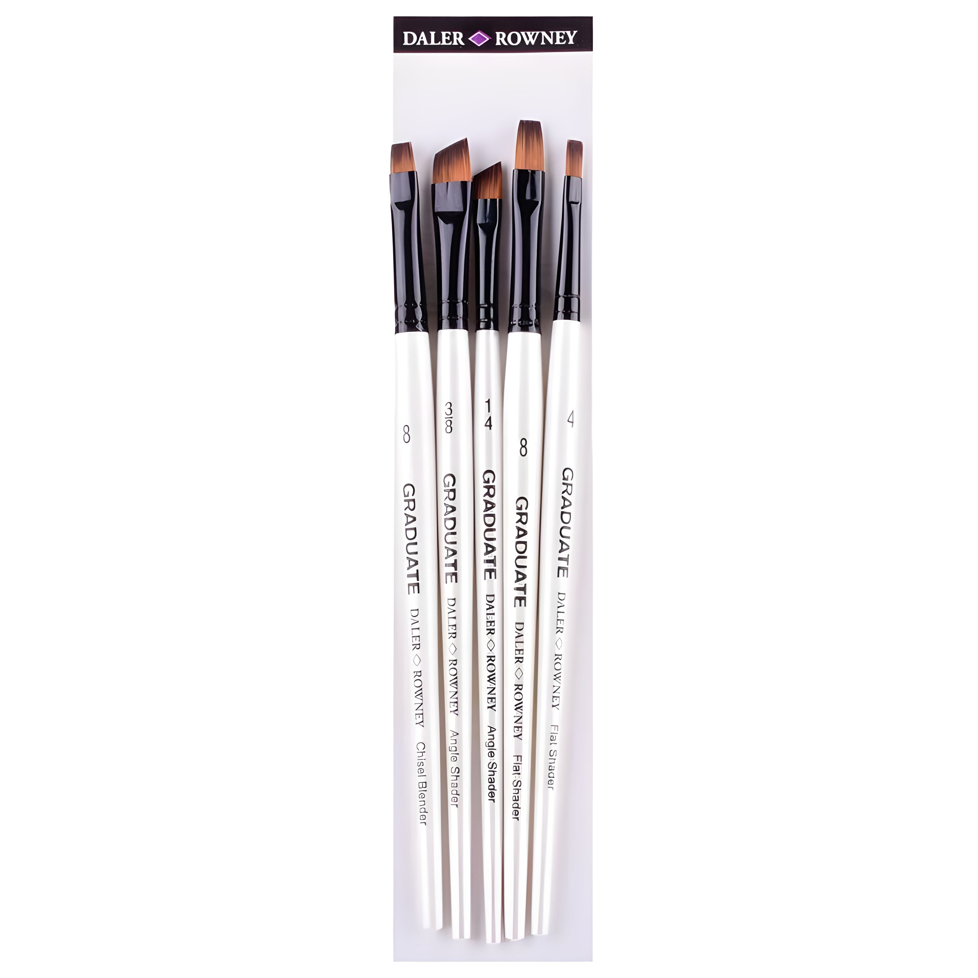 Kit Pinceis Daler & Rowney Graduarte Chatos Set 5 Unidades