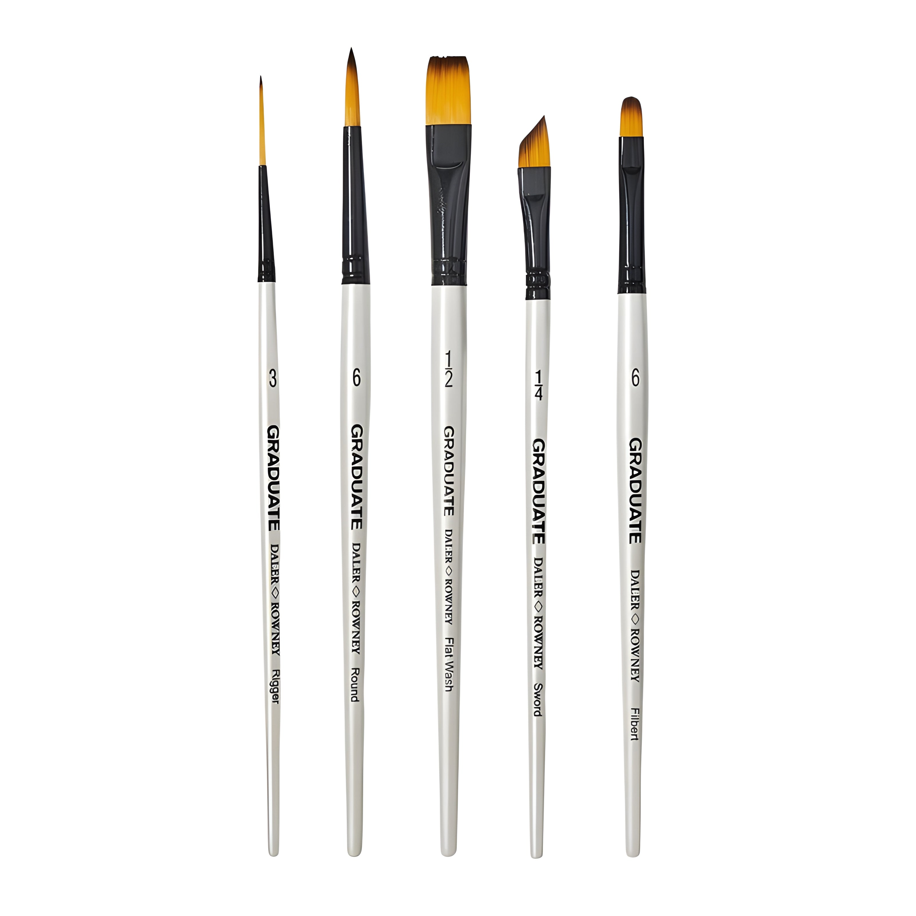 Kit Pinceis Daler & Rowney Graduarte Técnicas Umidas Set 5 Unidades
