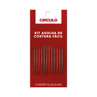 Kit de Agulhas de Costura Fácil com 12 Unidades para Costura Bordado Patchwork e Reparos - Círculo