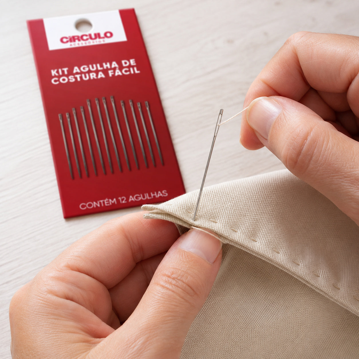 Kit de Agulhas de Costura Fácil com 12 Unidades para Costura Bordado Patchwork e Reparos - Círculo