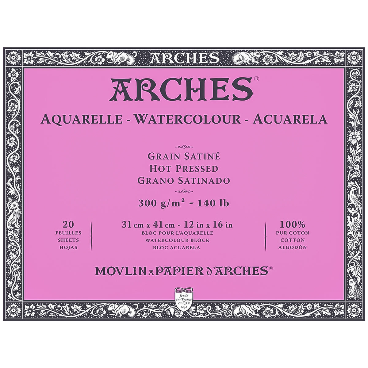 Bloco Aquarela Arches 300 g/m² Grão Acetinado