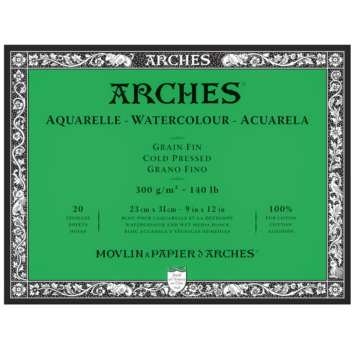 Bloco Aquarela Arches 300 g/m² Grao Fino