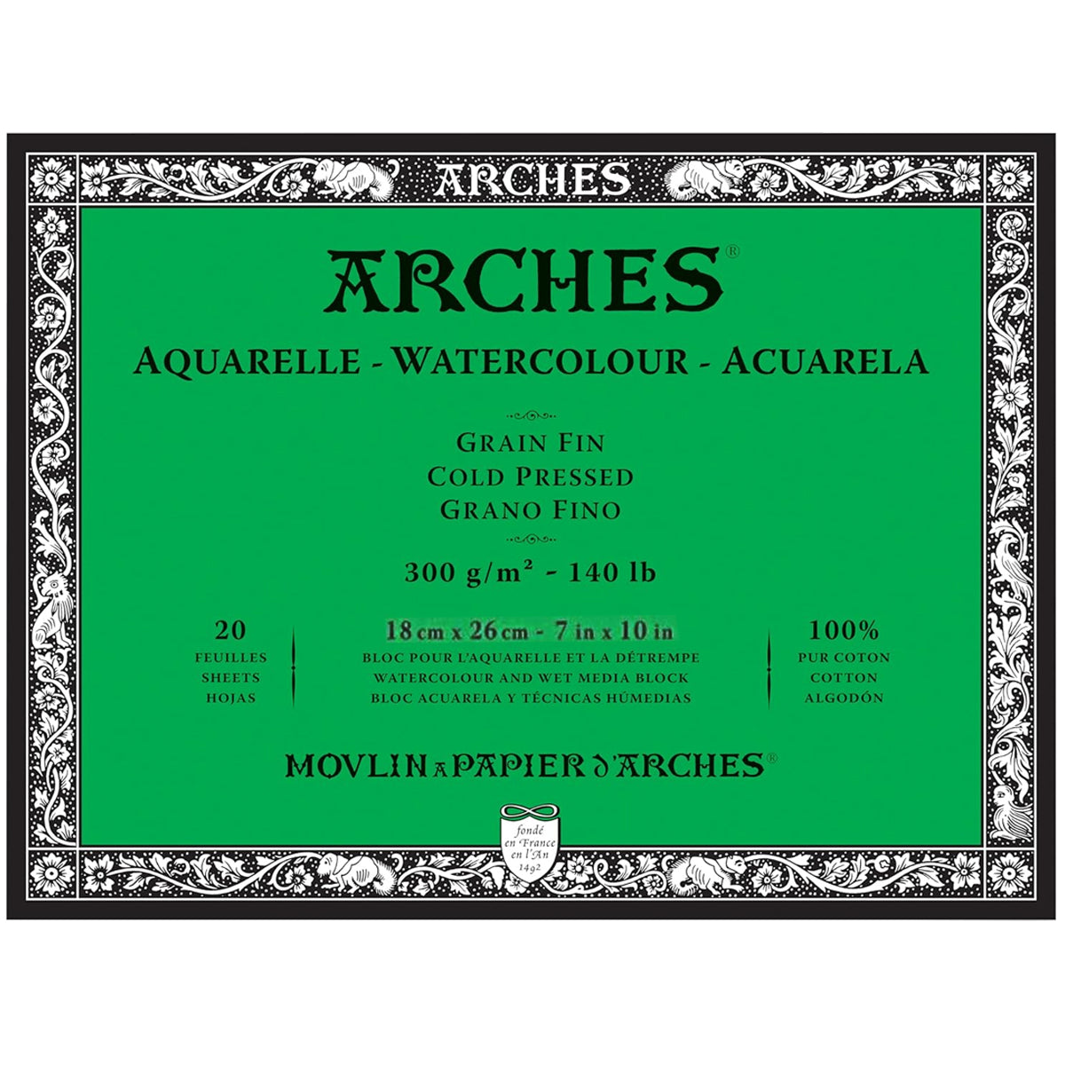 Bloco Aquarela Arches 300 g/m² Grao Fino