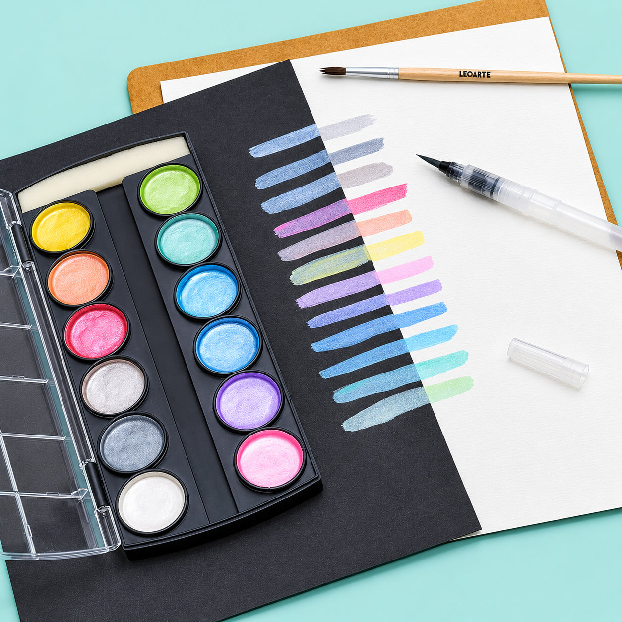 Estojo Aquarela Metálica Leoarte 12 Cores 72305 - Leonora