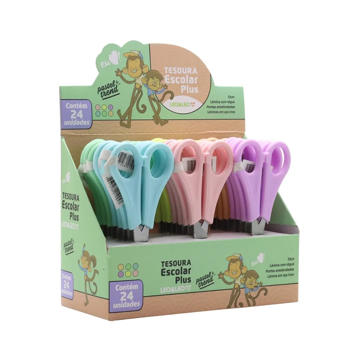 Tesoura Escolar Plus Pastel Trend - Leo & Leo 72005